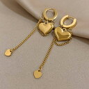 【クーポン利用で3050円】 ペンダント ピアス ステンレス ゴールド チェーン ハート フープ ロング LOVE レディース 女性 316L スチール 幾何学 Love 18k プレート タッセル 耳 イヤー ジュエリー(4)