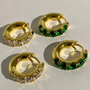 【送料無料】 ピアス 緑 グリーン ジルコニア ゴールド フープ レディース 女性 良い 品質 カラー ジルコン スモール 新しい パーティ ジュエリー ギフト
