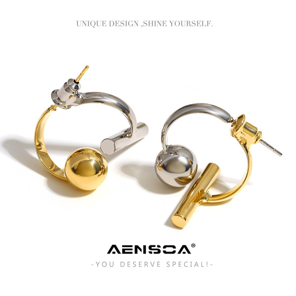 【送料無料】 ピアス ゴールド シルバー コッパー カッパー 銅 キング フープ ポール C レディース 女性 トレンド 18k カラー ボール バー バック ハンギング ジュエリー パンク ユニーク 形 シェープ