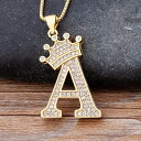 【送料無料】 ペンダント ネックレス イニシャル A-Z コッパー チェーン カッパー 銅 クラウン 王冠 ネーム 名前 レディース 女性 メンズ 男性 贅沢 ...