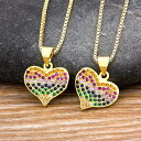 【クーポン利用で4740円】 ペンダント ネックレス レインボー クリスタル コッパー カッパー ハート レディース 女性 ハイ 品質 ジルコン チャーム 虹 ロマンチック ジュエリー CZ ファイン パーティ 結婚式 ウェディング ギフト
