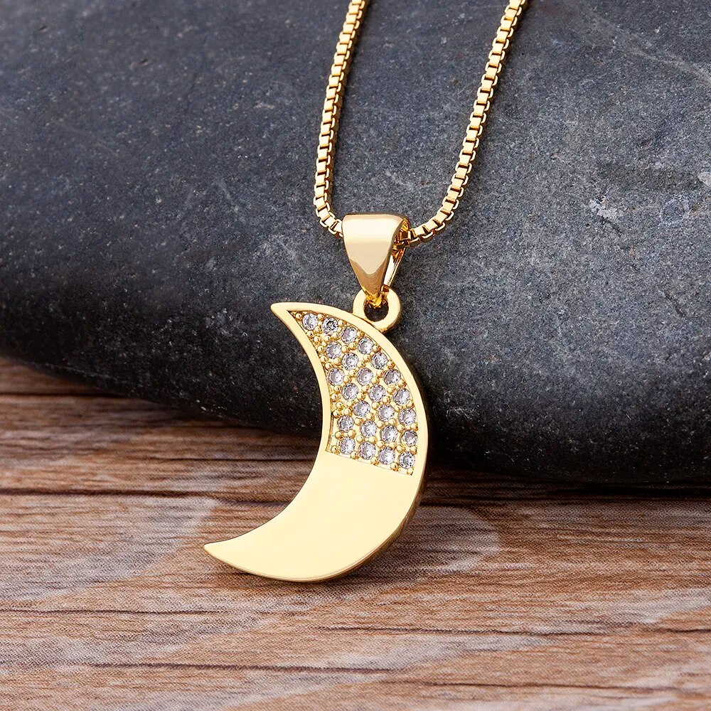 【送料無料】 ペンダント コッパー チェーン カッパー 銅 ロング 月 レディース 女性 メンズ 男性 三日月 ムーン ファッション ジルコン ラッキー 鍵 パ...