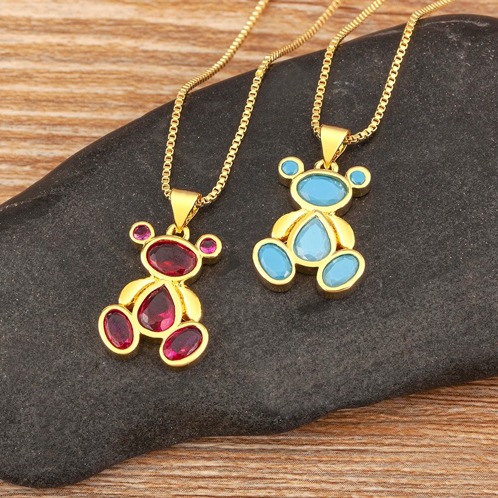 【送料無料】 ネックレス ペンダント 動物 アニマル チェーン クマ レディース 女性 韓国 ファッション 絶妙 シャイニー ジルコン 立体的 熊 6 カラー ...