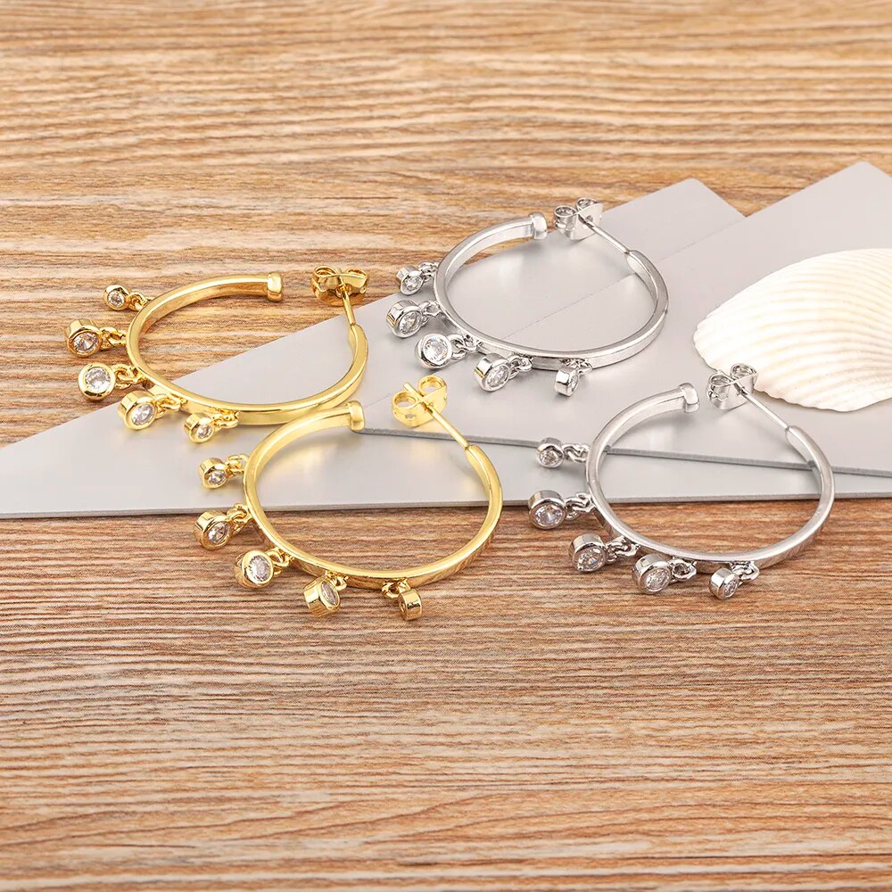 【送料無料】 ペンダント ピアス ゴールド シルバー サークル ラウンド フープ レディース 女性 ライト 贅沢 シャイニー ジルコン カラー ガール ファッシ...