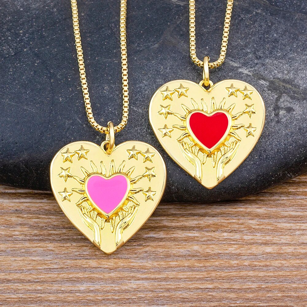 【送料無料】 ペンダント ネックレス コッパー カッパー ハート レディース 女性 ライト 贅沢 ハート型 4 カラー ジルコン チャーム ファッション ジュエ...