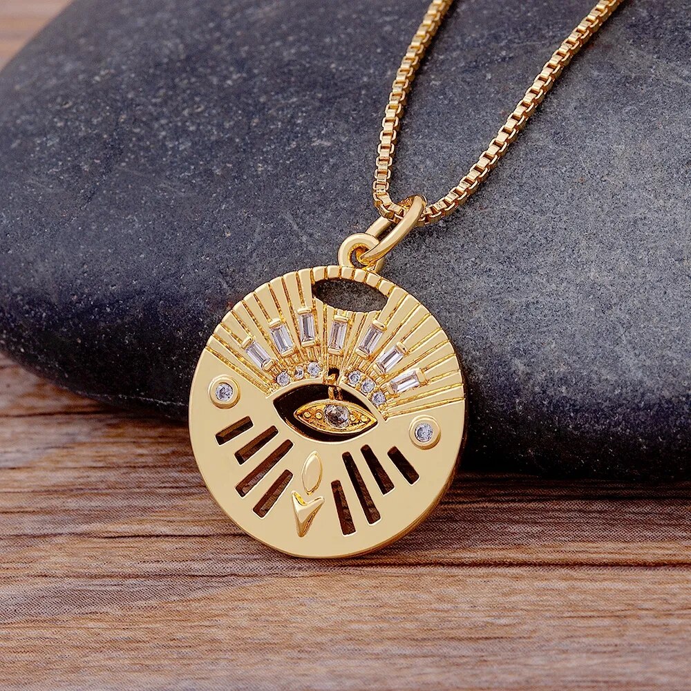 【クーポン利用で4180円】 ペンダント ネックレス チェーン トルコ レディース 女性 幾何学 パターン 創造性 ステッチ デザイン 悪 エビル 目 アイズ ラッキー 鍵 ジルコン クリスマス パーティ ジュエリー