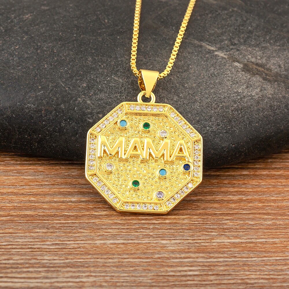 【送料無料】 チョーカー ペンダント ネックレス ゴールド レディース 女性 トレンド ママ レター マザー カラー ジルコン 襟 ファイン 誕生日 日 ギフト