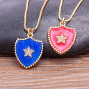【送料無料】 ペンダント ネックレス ゴールド ピンク 星 レディース 女性 ハイ 品質 エナメル シールド 形 シェープ スター カラフル ドリッピング オイ...