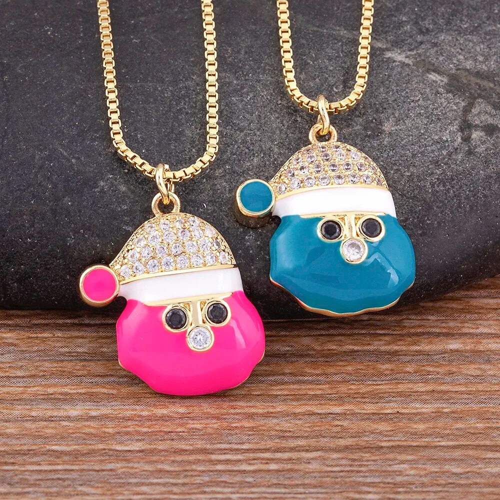 【送料無料】 ペンダント ネックレス クリスタル レディース 女性 ファッション 素晴らしい サンタ クラウス 4 カラー 帽子 ハット ジルコン クリエイティ...