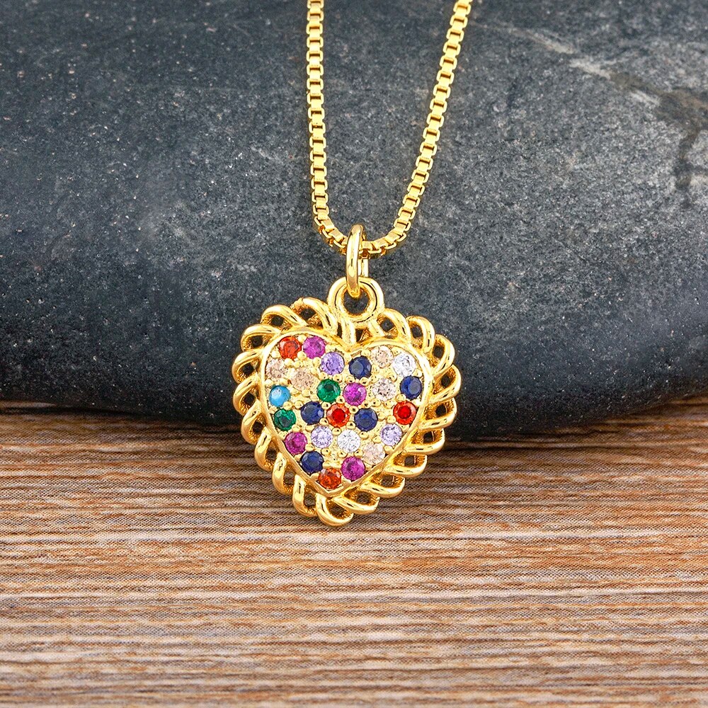【送料無料】 チョーカー ペンダント ネックレス ハート レディース 女性 透かし カラフル ジルコン 鎖骨 コーラー ステートメント 襟 デイリー ジュエリー...