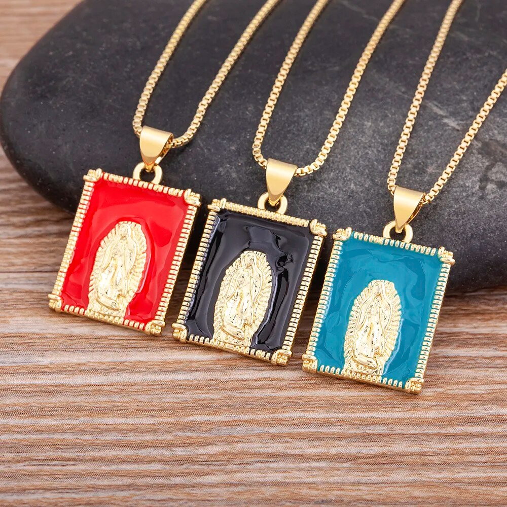 【送料無料】 ネックレス スクエア チェーン ピンク レトロ レディース 女性 メンズ 男性 ファッション 幾何学 四角 エナメル オイル ドリッピング バージ...