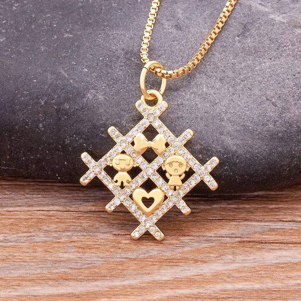 【送料無料】 ペンダント ネックレス クリスタル ゴールド ハート レディース 女性 スペシャル 幾何学 デザイン プレート ボーイ ガール ジルコン カップル...