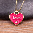 【送料無料】 ペンダント ネックレス チェーン ピンク ハート LOVE レディース 女性 INS スタイル エナメル Love クリエイティブ カラフル ドリ...
