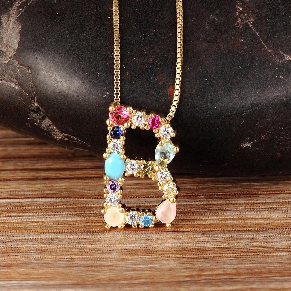 【送料無料】 ペンダント ネックレス ジルコニア イニシャル A-Z コッパー チェーン カッパー 銅 ピック ロング レディース 女性 26個 AZ レター ...