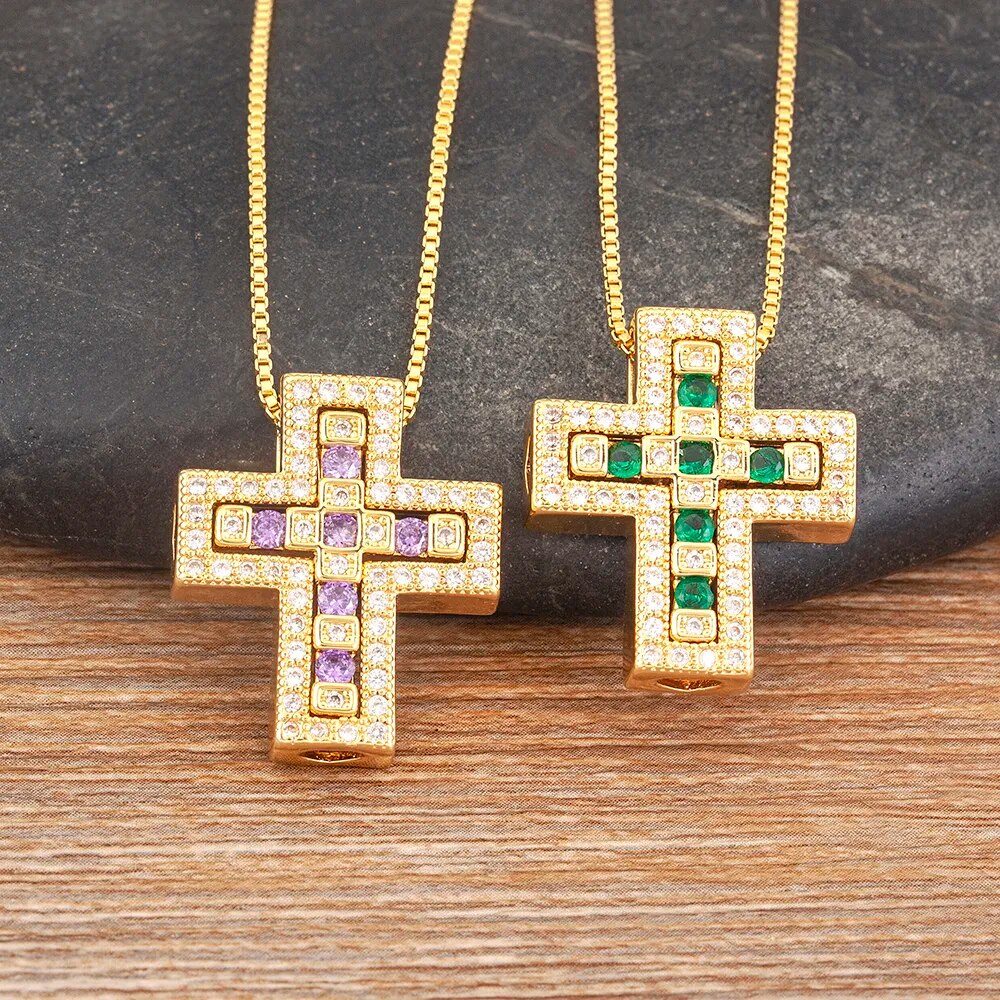 【送料無料】 ペンダント ネックレス ゴールド チェーン クロス 十字架 レディース 女性 メンズ 男性 クリエイティブ デザイン 絶妙 取り外し可能 ダブル ...