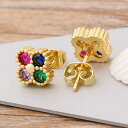【送料無料】 ピアス コッパー カッパー 銅 レディース 女性 トップ 品質 ジルコン カラフル スタッド ガール ファイン パーティ 結婚式 ウェディング BOHO ジュエリー ギフト(4)