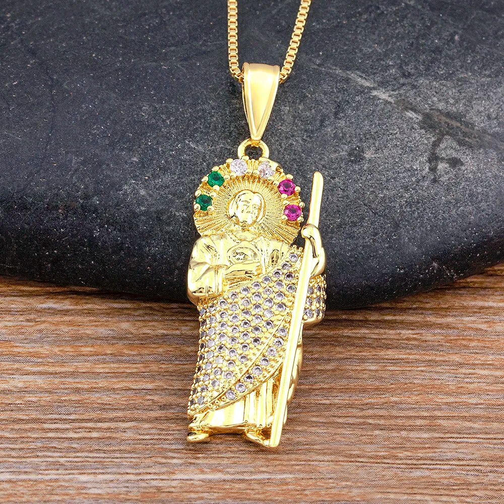 【送料無料】 ペンダント ネックレス ラインストーン レインボー レディース 女性 メンズ 男性 クラシック ジルコン ジュード 虹 祈り 宗教的 バイブル キリスト ユニセックス ジュエリー ギフト