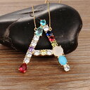【送料無料】 ペンダント ネックレス マルチカラー コッパー カッパー 銅 レディース 女性 ハイ 品質 26 レター CZ DIY ガール ファイン パーティ...
