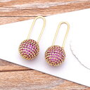 【クーポン利用で6340円】 ペンダント ピアス ラウンド ドロップ ポール レディース 女性 パンク スタイル 贅沢 ホット 誇張 ピン ボール 4 カラー ...