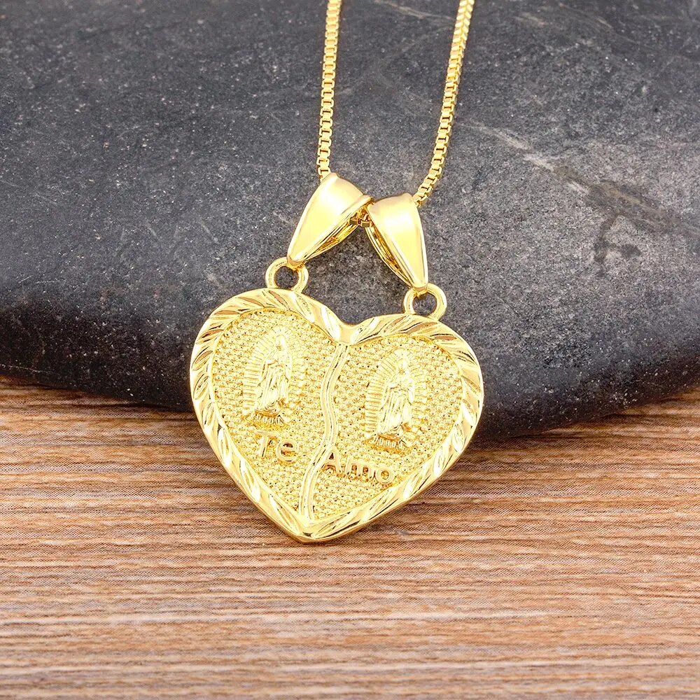 【送料無料】 ペンダント ネックレス ハート レディース 女性 トップ 品質 宗教的 ラブ ジュエリー マイクロ 象眼細工 ジルコン バージン メアリー ビリーバー ホリデー ギフト