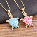 【送料無料】 ペンダント ネックレス 動物 アニマル クリスタル シェル レディース 女性 かわいい カメ かめ 亀 タートル カラフル 貝殻 ジルコン ビーチ...