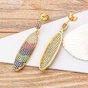 【送料無料】 ピアス レインボー クリスタル コッパー カッパー 銅 ドロップ レディース 女性 贅沢 CZ 虹 幾何学 ジルコン ガール パーティ 結婚式 ウェディング ジュエリー ギフト