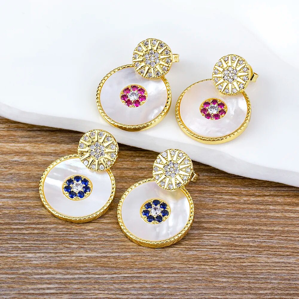 【送料無料】 ペンダント ピアス ジルコニア ラウンド ドロップ ピック シェル レディース 女性 INS ホット ナチュラル 貝殻 ファッション 3 カラー ...