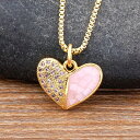 【クーポン利用で4230円】 ペンダント ネックレス クリスタル ゴールド ピンク ハート シェル レディース 女性 デザイン ロマンチック ハート型 シャイニー 貝殻 ジルコン エレガント ジュエリー 結婚式 ウェディング ギフト