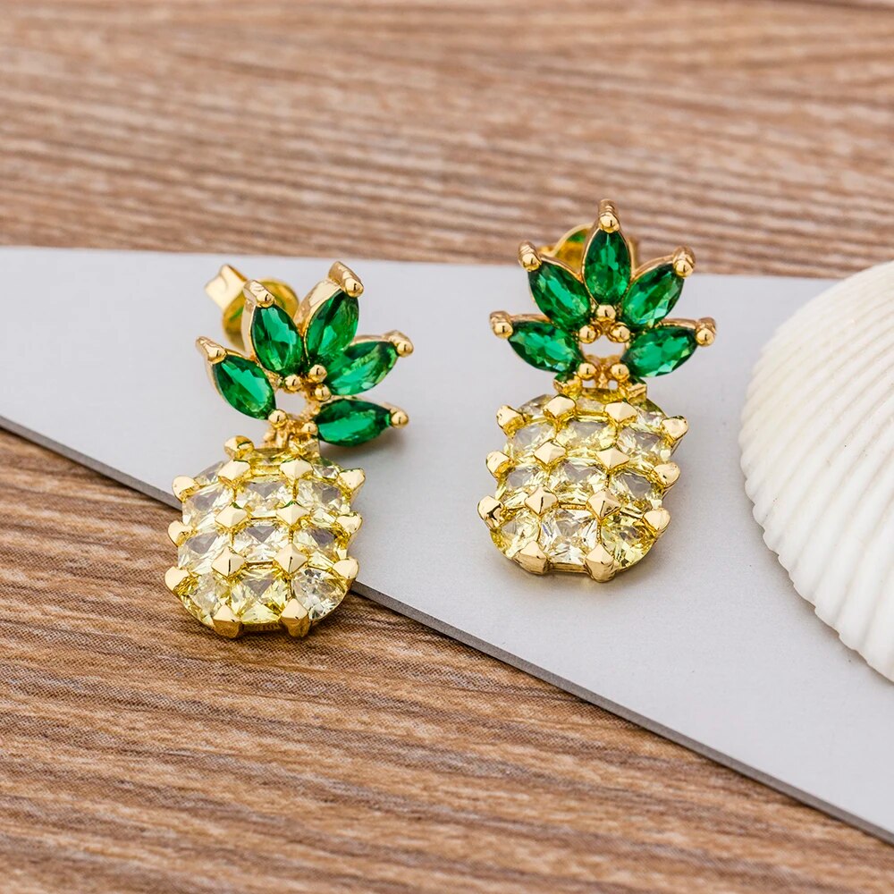 【送料無料】 ピアス パイナップル コッパー カッパー フルーツ レディース ファッション ボヘミアン スタッド トップ 品質 CZ ジュエリー 素晴らしい 誕生日 パーティ ギフト
