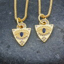 【送料無料】 ペンダント ネックレス ゴールド コッパー チェーン カッパー 銅 ロング レディース 女性 シールド 形 シェープ カラー CZ 悪 エビル 目...