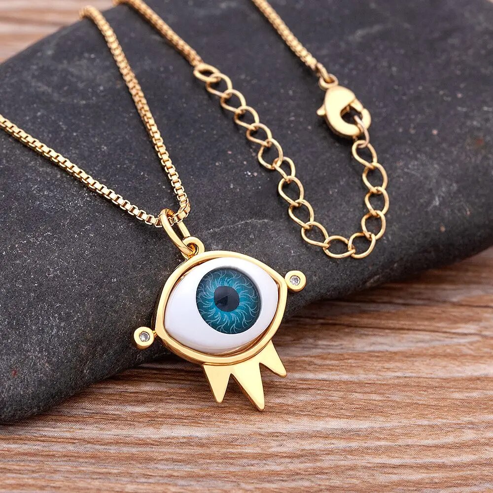 【送料無料】 チョーカー ペンダント ネックレス 青 ブルー レディース 女性 パーソナライズ デザイン 悪 エビル 目 アイズ カップル ラッキー 鍵 友情 ...