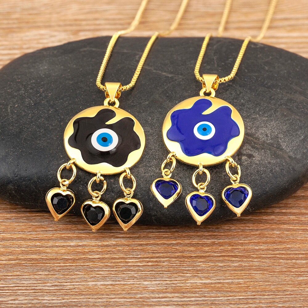 【送料無料】 ペンダント ネックレス クリスタル 青 ブルー ラウンド トルコ カラス ハート レディース 女性 クラシック 悪 エビル 目 アイズ 絶妙 ガラ...