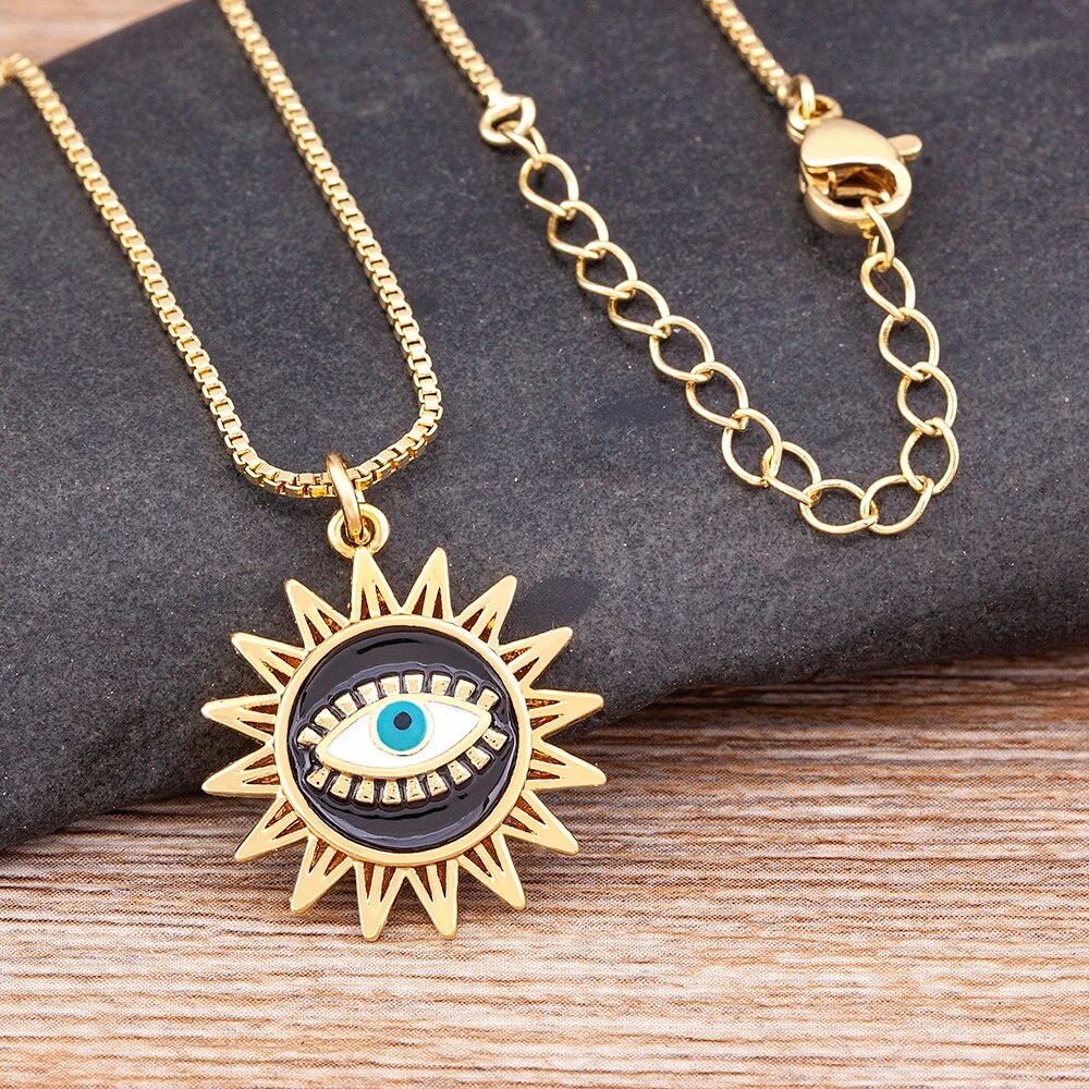 【送料無料】 チョーカー ペンダント ネックレス ビンテージ ゴールド コッパー チェーン カッパー 銅 トルコ レディース 女性 ファッション 悪 エビル 目...