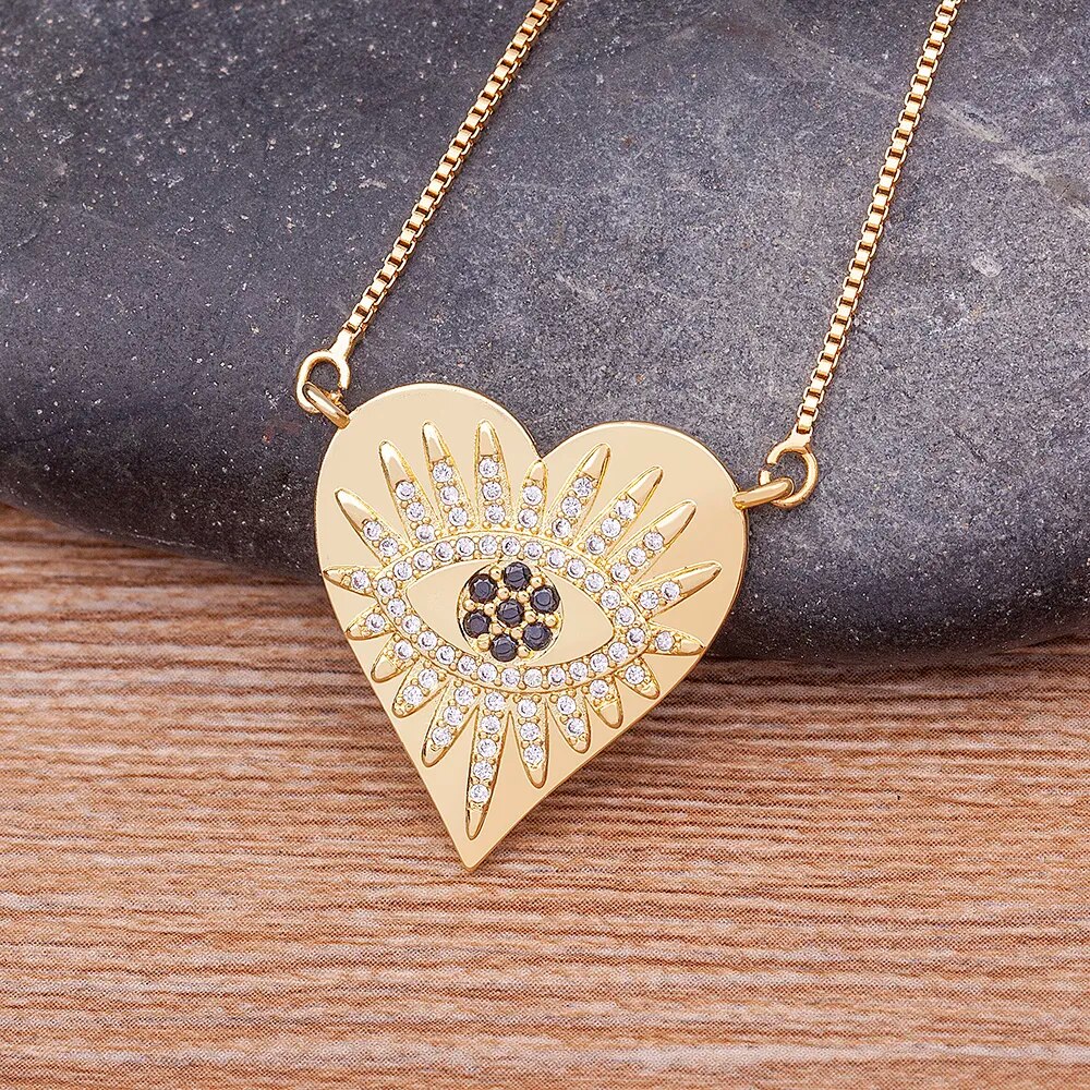 【送料無料】 チョーカー ペンダント ネックレス ゴールド チェーン ハート レディース 女性 形 シェープ 悪 エビル 目 アイズ トレンド BOHO プレー...