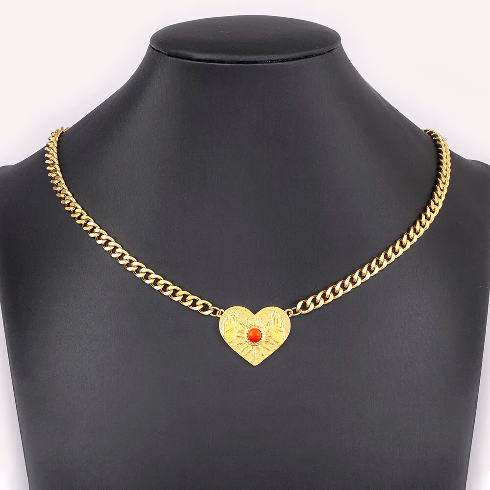 【送料無料】 ペンダント ネックレス ブライダル キューバ ゴールド チェーン ハート レディース 女性 韓国 ライト 贅沢 ファッション 繊細 プレート 結婚...