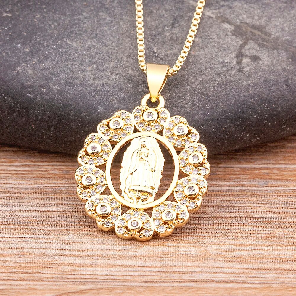 【送料無料】 ペンダント ネックレス コッパー カッパー ハート レディース 女性 ハイ 品質 宗教的 ジュエリー マイクロ パヴェ 象眼細工 ジルコン バージ...