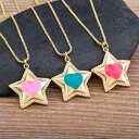 【送料無料】 ペンダント ネックレス クリスタル シンプル ドロップ ハート 星 レディース 女性 クラシック エナメル ラッキー スター 象眼細工 形 シェー...