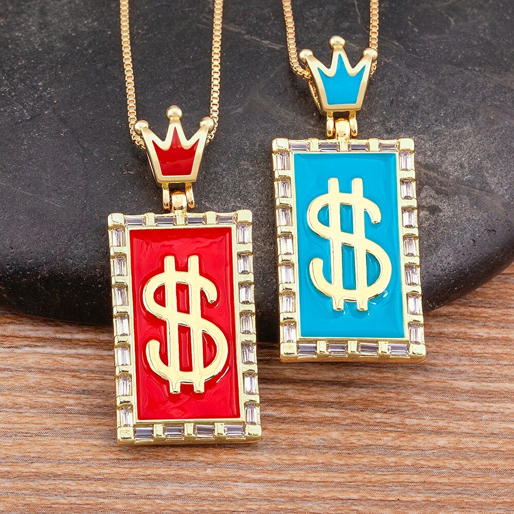 【送料無料】 ペンダント ネックレス レインボー クリスタル アメリカ クラウン 王冠 レディース 女性 ヨーロッパ ファッション エナメル 虹 象眼細工 ドル...