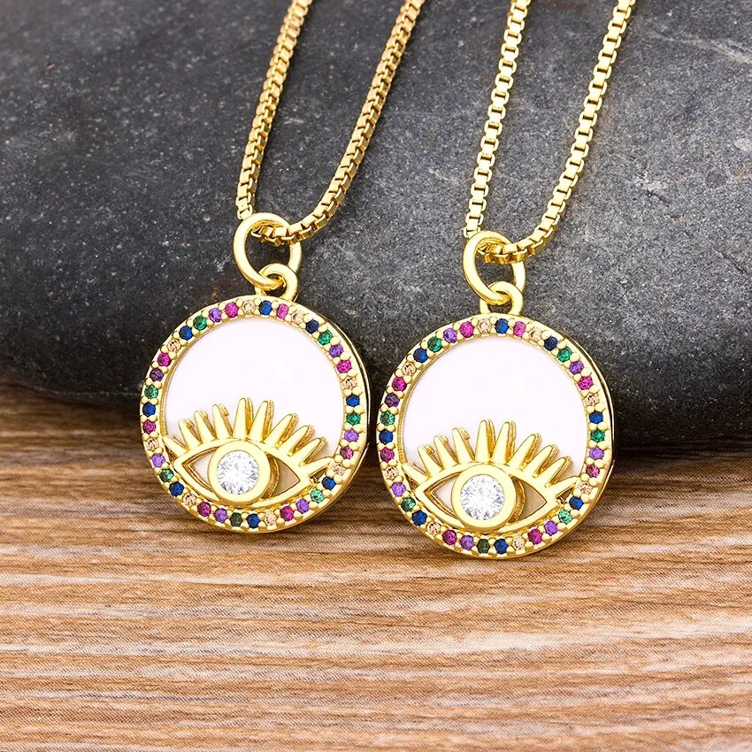 【送料無料】 ペンダント ネックレス ゴールド チェーン トルコ ロング レディース 女性 カラフル カラー ラッキー 鍵 悪 エビル 目 アイズ チャーム ボ...