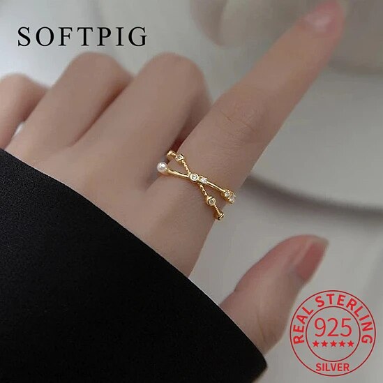 楽天FineJewelrys【クーポン利用で4930円】 指輪 リング ジルコニア シルバー クロス 十字架 パール 真珠 レディース 女性 リアル 925 スター 星リング ジルコン 調整可能 ファッション トレンド ファイン ジュエリー 幾何学 アクセサリー