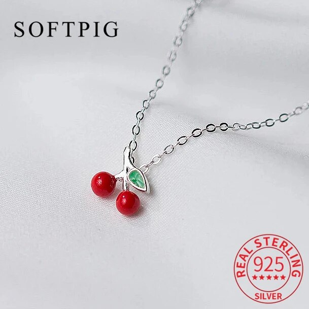 【送料無料】 チョーカー ペンダント ネックレス 赤 レッド シルバー フルーツ プラント リング 果物 植物 レディース リアル 925 スターリング エナメ...