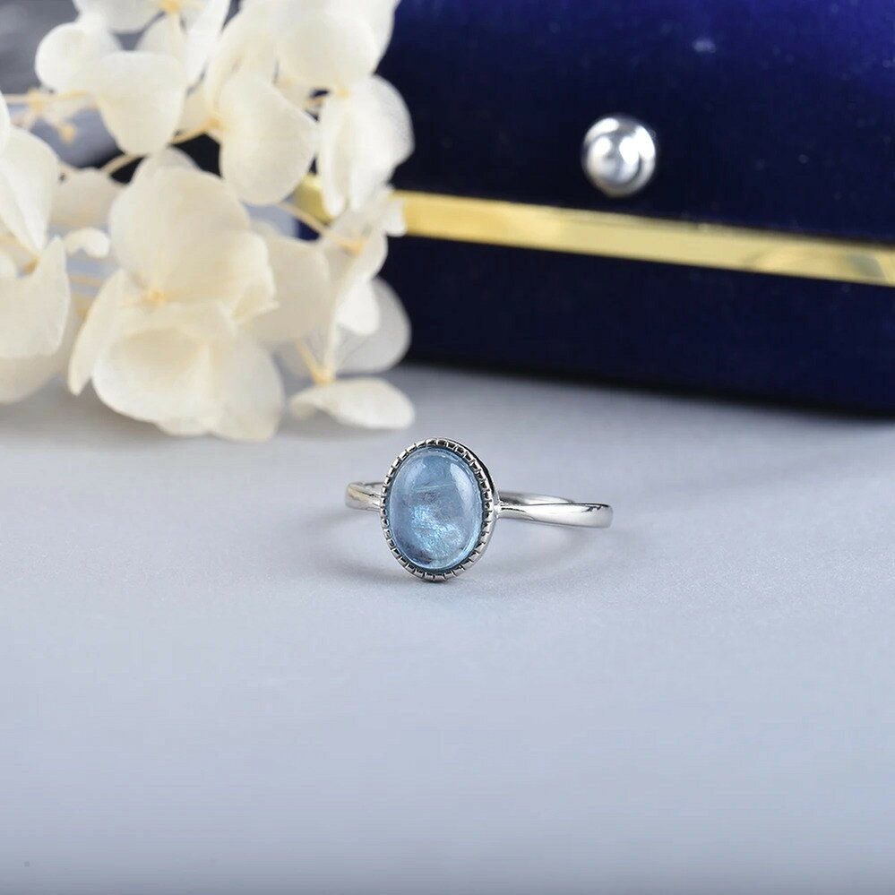 【クーポン利用で9740円】 指輪 リング クリスタル ビンテージ 青 ブルー シルバー...