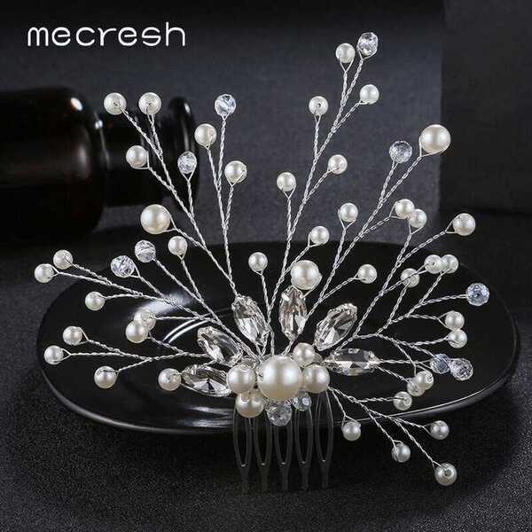 【クーポン利用で5230円】 コーム くし ウェディング クリスタル 花 フラワー ブライダル ヘア おしゃれ 大人 シルバー カラー フェイク パール 真珠 ...
