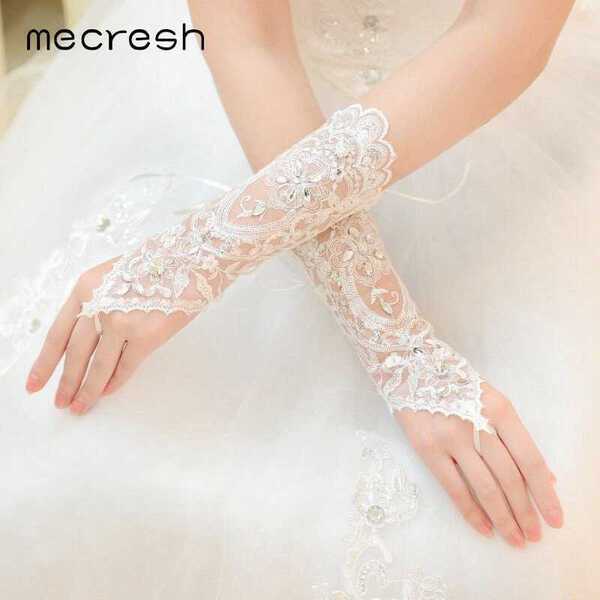 【クーポン利用で5230円】 ウェディング グローブ クリスタル 指 白 ホワイト ブライダル おしゃれ 大人 手袋 結婚式 アクセサリー エレガント ラインス...