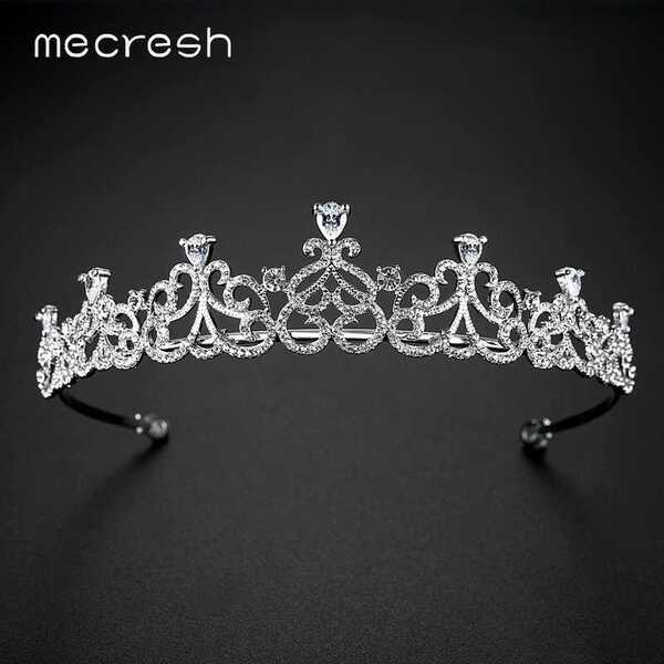 【クーポン利用で8150円】 ティアラ キュービックジルコニア エレガント ハート クラウン 王冠 おしゃれ 大人 ブライダル シルバー カラー ラインストーン...