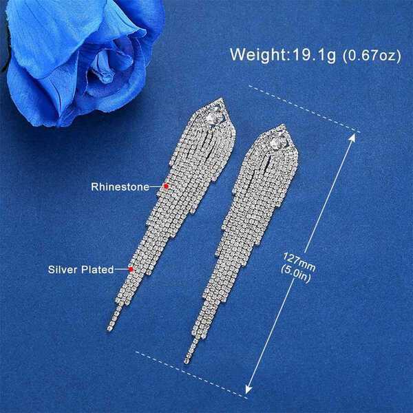 【送料無料】 ピアス レディース シルバー 韓国 カラー おしゃれ 大人 かわいい ラインストーン 結婚式 ウェディング ロング タッセル ブライダル 1647