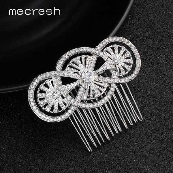 【クーポン利用で5230円】 コーム くし ウェディング クリスタル ファッション ラウンド ビンテージ ブライダル おしゃれ 大人 ヘア ピン シルバー カラ...