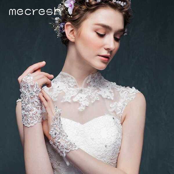 【クーポン利用で5230円】 ウェディング グローブ 指 白 ホワイト ブライダル 手袋 おしゃれ 大人 長さ レース 結婚式 アクセサリー 2