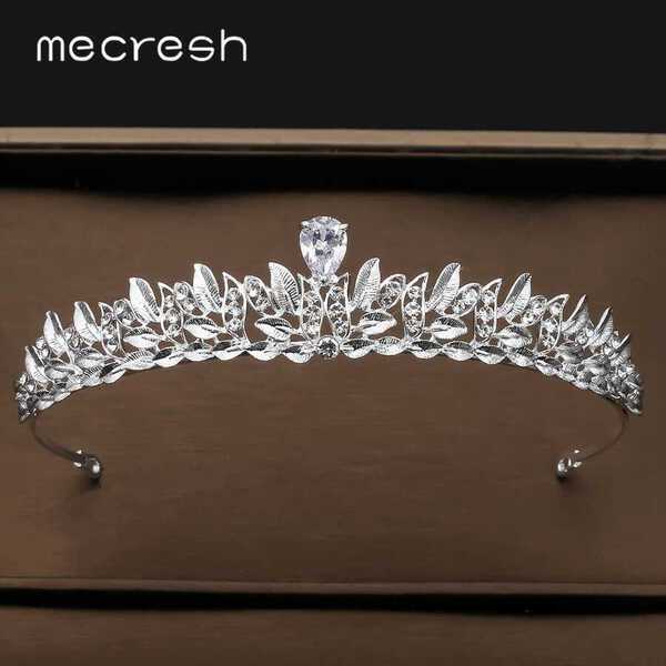 【クーポン利用で6050円】 ティアラ クリスタル ジルコニア 大人 かわいい おしゃれ クラウン ジルコン ベール 結婚式 王冠 ヘア C 葉