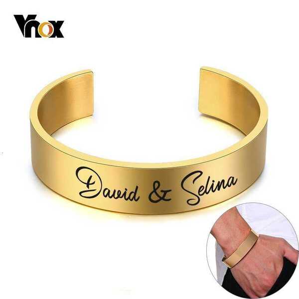 【クーポン利用で4570円】 バングル ブレスレット ステンレス レディース メンズ 名入れ刻印 おしゃれ カフブレスレット ステートメント クラシック 大きめ...